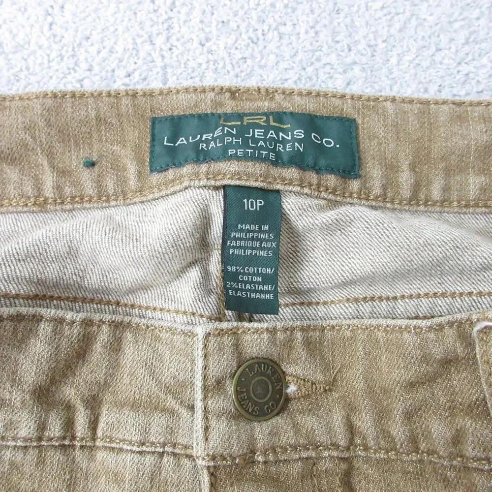 Ralph Lauren LRL Pants Womens 10P Classic Straight Beige Denim Stretch 32x29